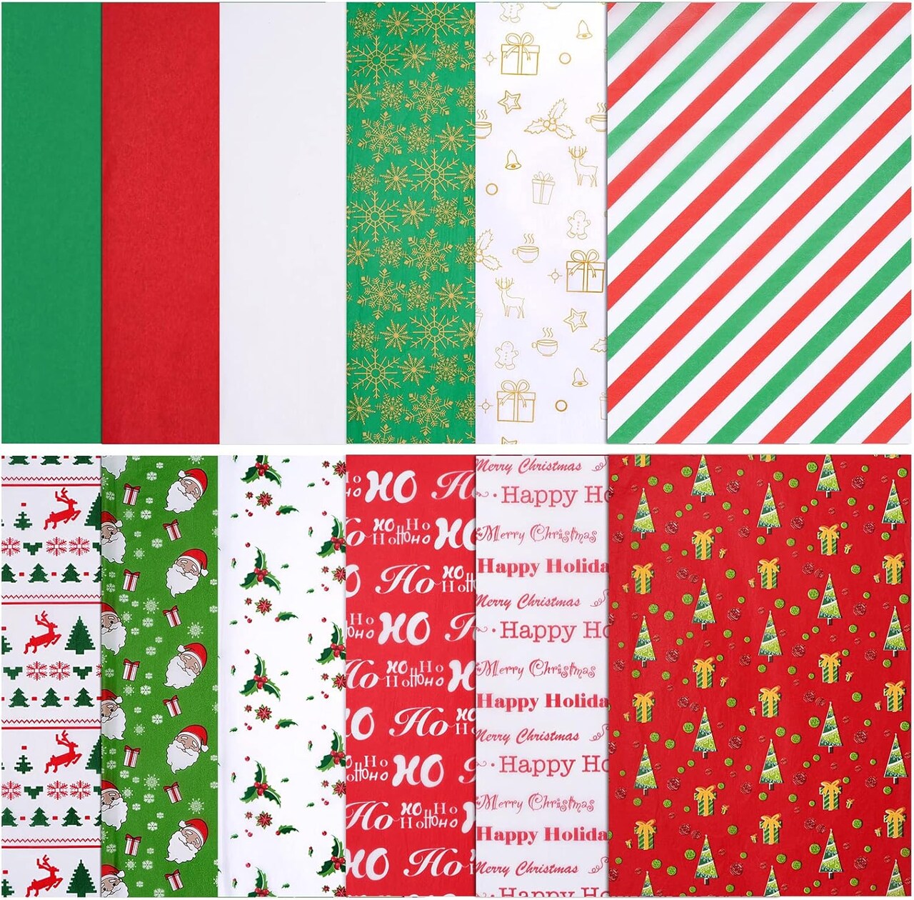 Christmas Tissue Paper, 180 Sheets 19.7" x 19.7" Xmas Wrapping Paper in 12 Different Designs Christmas Series Tissue Paper Bulk for Gift Wrapping Wine Bottles DIY Crafts Decor